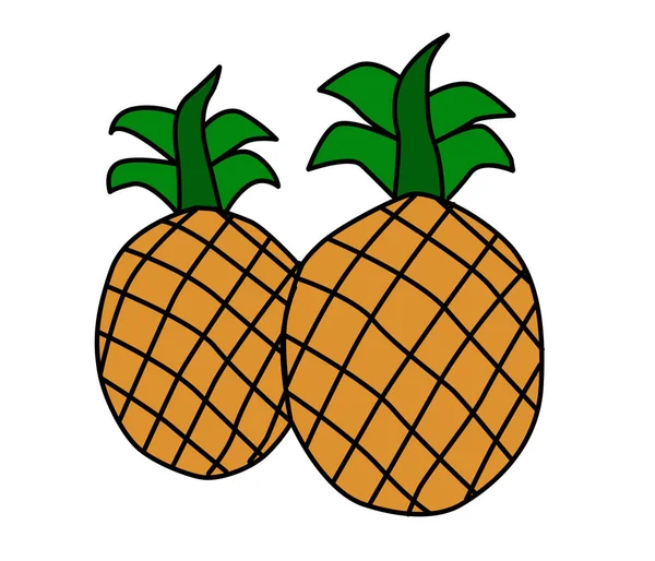 Illustration Fresh Pineapple Isolated White — ストック写真