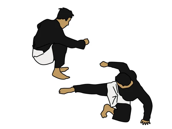 Illustration Pencak Silat Man Boxing Ring Hat Isolated White — 图库照片