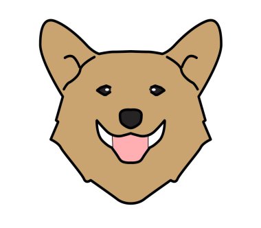 Köpek kafası ikonu. Ağ için kedi hayvan simgelerinin karikatür çizimi