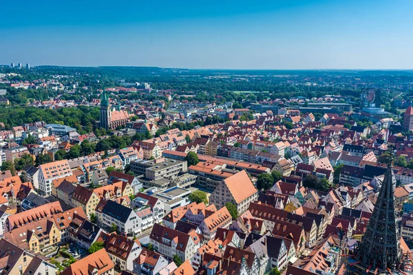 Katedralden Ulm Şehir Merkezinin Hava Manzarası Dünyanın Yüksek Kilisesi Almanya — Stok fotoğraf
