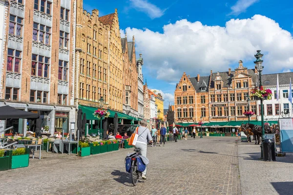 Bruges België Juli 2020 Grote Plein Historische Gebouwen Het Centrum — Stockfoto