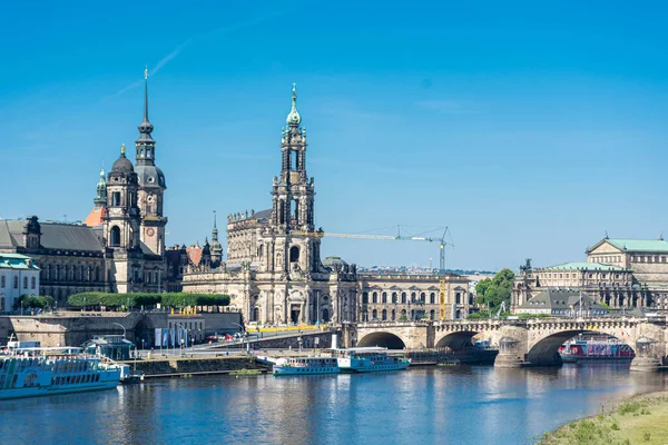 Utsikt Över Frauenkirche Från Floden Elbe Dresden Tyskland — Stockfoto