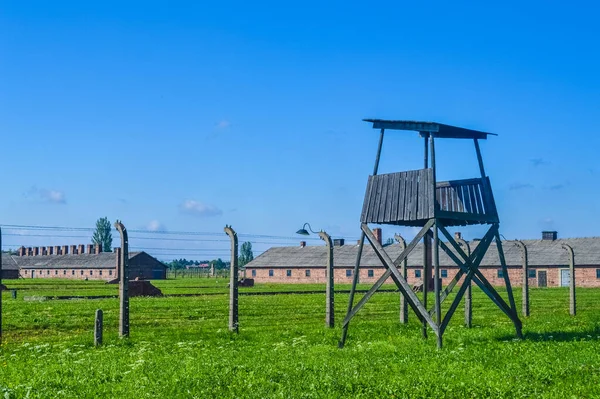 Auschwitz Polska Lipiec 2018 Ogrodzenia Druciane Birkenau — Zdjęcie stockowe