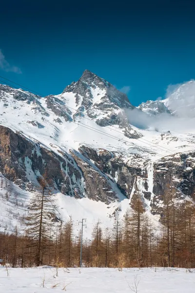 Sněžná Krajina Pian Della Mussa Mountain Piemontu Itálie — Stock fotografie