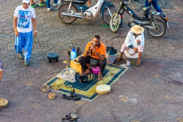 Marrakech Morocco September 2018 Snakes Charmers Djemaa Fna Market Square — 스톡 사진