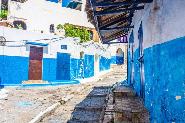 Сине Белая Улица Медине Рабата Моррехо — стоковое фото