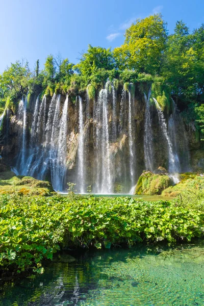 Amazing Big Waterfalls Plitvice Lakes Croatia — Stock Photo, Image