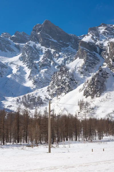 Sneeuwlandschap Pian Della Mussa Mountain Pidmont Italië — Stockfoto