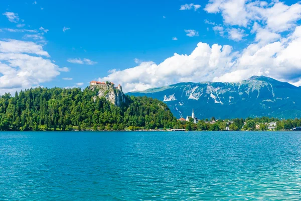 Άποψη Του Κάστρου Της Λίμνης Μπλεντ Σλοβενία — Φωτογραφία Αρχείου