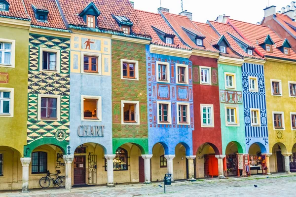 Poznan Polska Sie 2018 Kolorowe Domy Starego — Zdjęcie stockowe