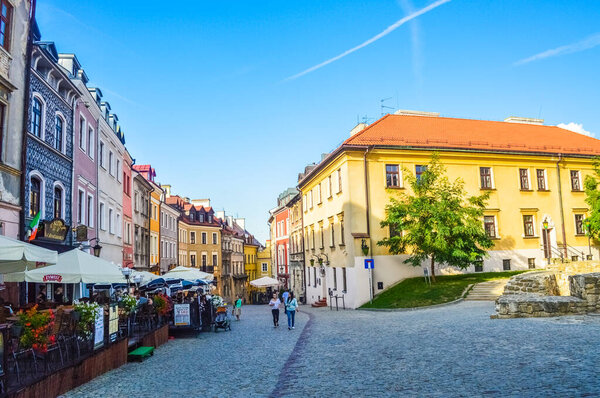 LUBLIN, POLAND, 25 AUGUST 2018: City historic center of Lublin