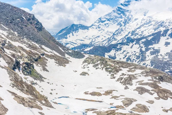Alpská Krajina Zasněžených Hor Hranice Mezi Itálií Francií — Stock fotografie