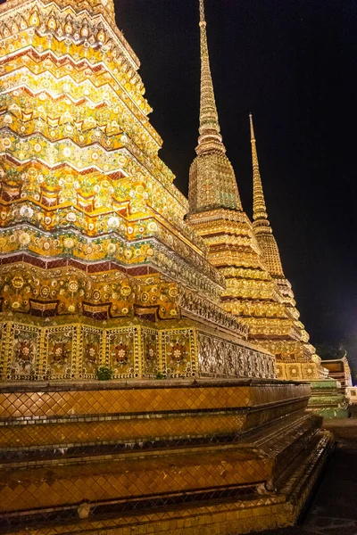 Grande Tempio Wat Pho Notte Bangkok Thailandia — Foto Stock