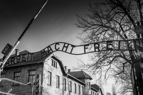 Auschwitz Birkenau Polska Stycznia 2022 Brama Główna Nazistowskiego Obozu Koncentracyjnego — Zdjęcie stockowe