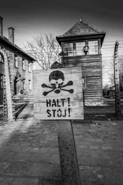 Auschwitz Birkenau Polonia Gennaio 2022 Torre Delle Guardie Naziste Nel — Foto Stock