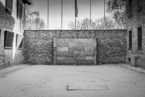 Аушвиц Биркенау Поланд Января 2022 Стена Смерти Концентрационного Лагеря Освенцим — стоковое фото