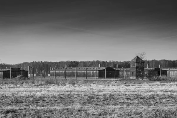 Auschwitz Birkenau Polsko Června 2022 Dřevěný Kasárna Osvětimi Birkenau Nacistický — Stock fotografie