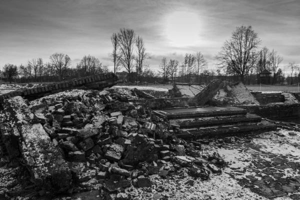 Auschwitz Birkenau Polska Stycznia 2022 Ruiny Komór Gazowych Obozu Zagłady — Zdjęcie stockowe