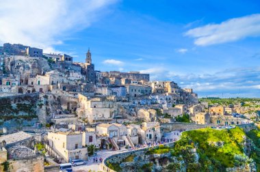 Sassi di Matera, Basilicata, Güney İtalya güzel antik taş şehir
