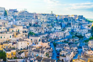 Sassi di Matera, Basilicata, Güney İtalya güzel antik taş şehir