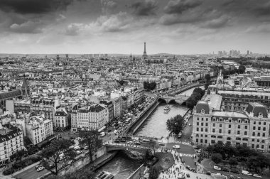 Paris 'in hava manzarası siyah-beyaz, Fransa