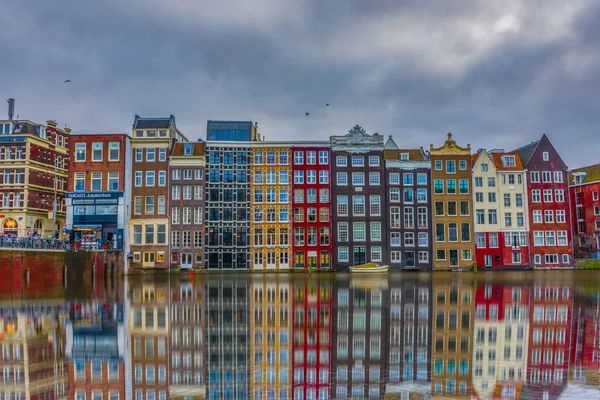 Amsterdam Netherlands December 2017 Reflection Houses Main Canal — Stock Photo, Image