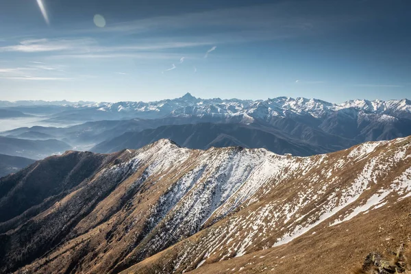 Snowy Landschap Van Monviso Mount Italiaanse Alpen — Stockfoto