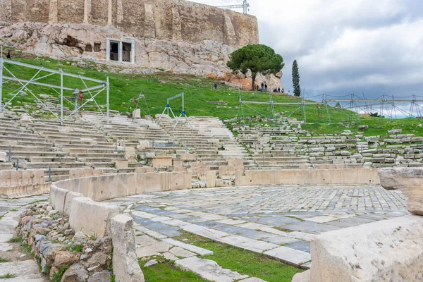 Athens Greece December 2021 Ancient Theatre Dyonisus Acropolis — Stock Photo, Image