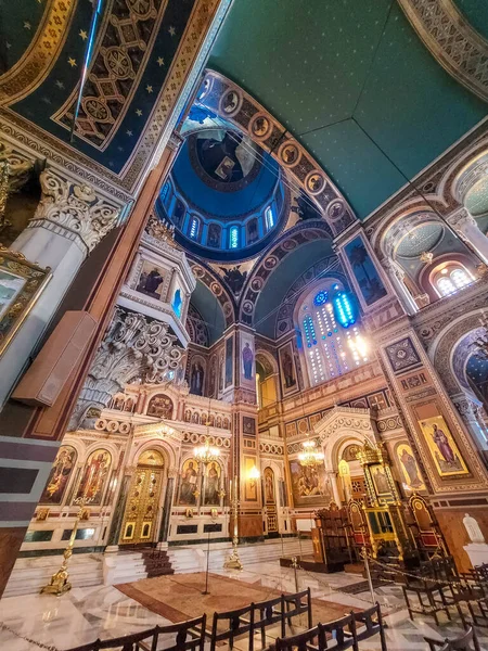 Athens Greece December 2021 Прекрасний Інтер Афінського Православного Собору — стокове фото