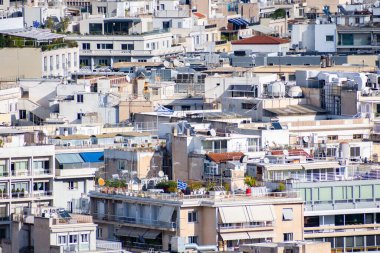 ATENS, GREECE, 12 ARALIK 2021: Atina 'nın yukarıdan inanılmaz manzarası