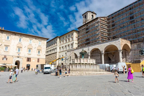 Perugia Olaszország 2021 Augusztus Palazzo Dei Priori Főtéren — Stock Fotó