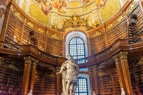 Vienna Österrike Ruari 2022 Interiören Österrikes Nationalbibliotek Gamla Barockbiblioteket Hapsburg — Stockfoto