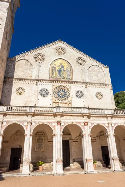 Voorgevel Van Kathedraal Van Spoleto Umbrië Italië — Stockfoto