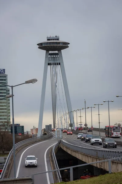Bratislava Slovakia Февраля 2022 Нло Мост Братиславы — стоковое фото