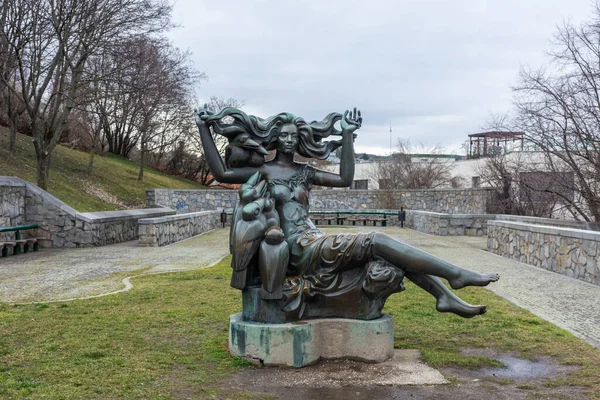 Bratislava Slovakia February 2022 Statue Witch — Zdjęcie stockowe