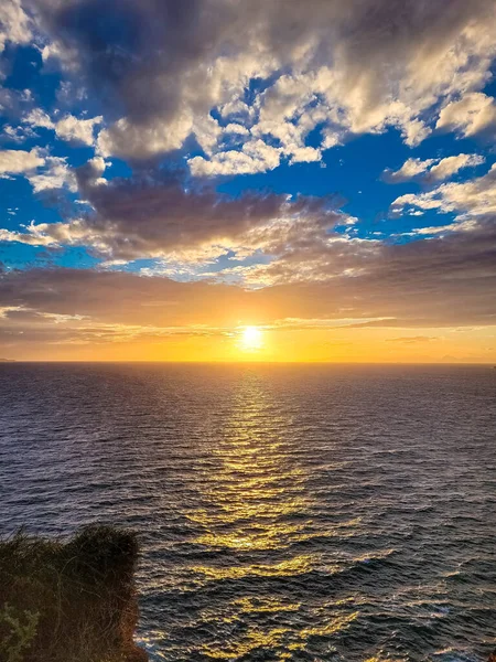 Puesta Sol Del Mar Egeo Desde Cabo Sounion Grecia — Foto de Stock