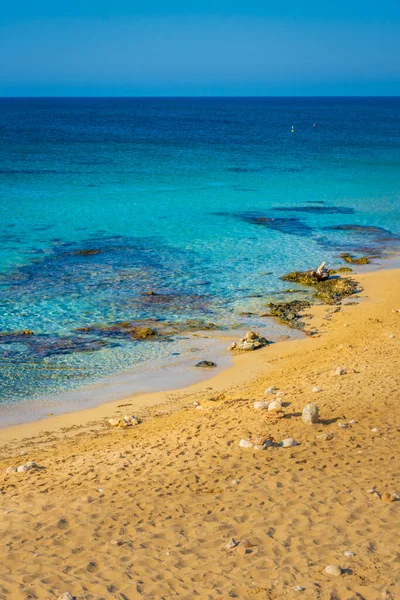 Hermosa Agua Cristalina Pescoluse Beach Salento Apulia Italia — Foto de Stock