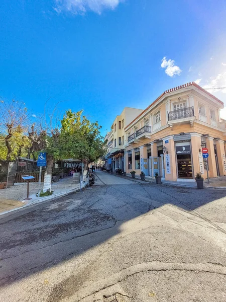 Atens Greece Aralik 2021 Merkezde Sokak Manzarası — Stok fotoğraf