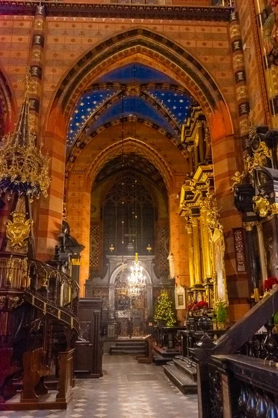 Krakow Polonia Enero 2022 Interior Increíble Basílica Santa María — Foto de Stock