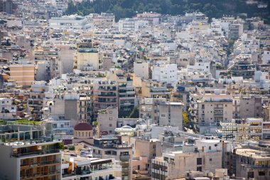 ATENS, GREECE, 12 ARALIK 2021: Atina 'nın yukarıdan inanılmaz manzarası