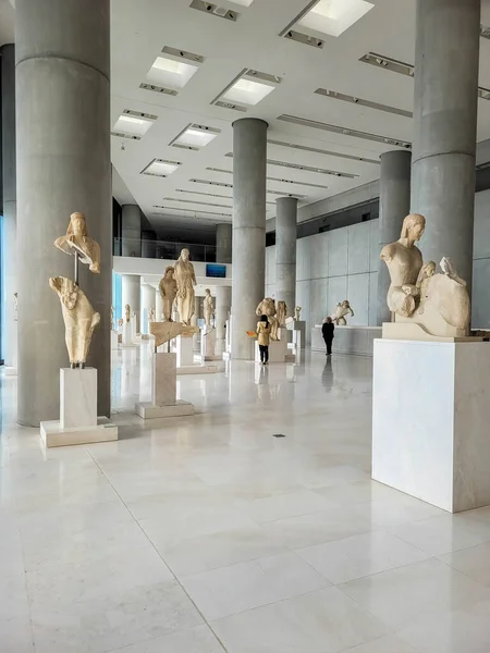 Atenas Grécia Dezembro 2021 Interior Moderno Museu Acrópole Com Achados — Fotografia de Stock