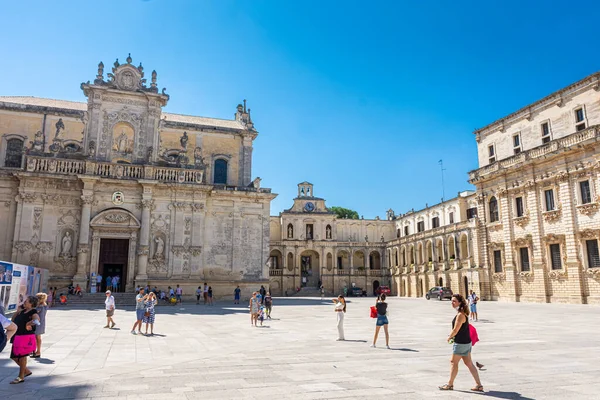 Lekcja Włochy Serca 2021 Rynek Główny Lecce Katedrą — Zdjęcie stockowe