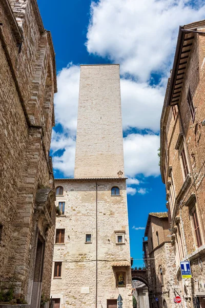 Középkori Torony Perugia Történelmi Központjában Umbria Olaszország — Stock Fotó