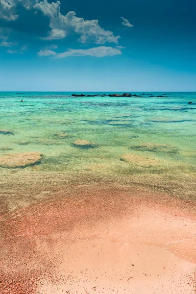 Incredibile Spiaggia Sabbia Rosa Con Acqua Cristallina Elafonissi Beach Creta — Foto Stock