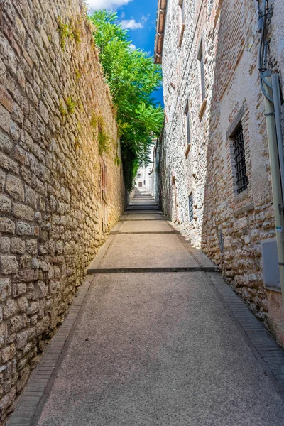 Rue Médiévale Dans Centre Historique Gubbio Ville Ombrie Italie Centrale — Photo
