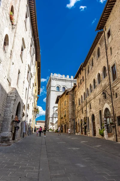 Gubbio Olaszország August 2021 Utca Város Történelmi Központjában — Stock Fotó