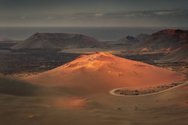 The amazing volcanic landscape of Timanfaya National Park in Lanzarote, Canary Islands, Spain