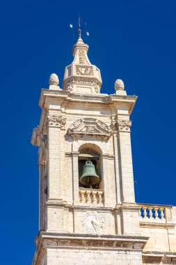 Belltower of Rabat baroque cathedral in Malta