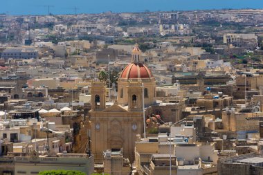Gozo, Malta, 22 Mayıs 2022: Gozo Katedrali 'nin yukarıdan görünüşü