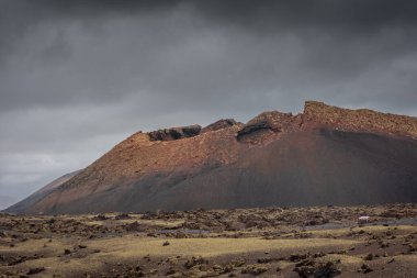 Landscape of El Cuervo Volcano in Lanzarote, Canary Islands, Spain